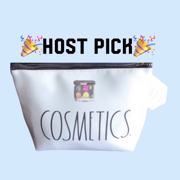 Rae Dunn Handbags - Rae Dunn “COSMETICS” LL White Makeup Pouch Zip Bag